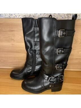 Dolce Vita Ardell Knee High Black Moto Boots - Size 5
